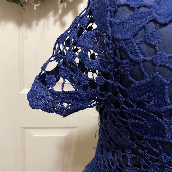 AX Paris Navy Adele Crochet Lace Midi DRESS - Picture 13 of 16